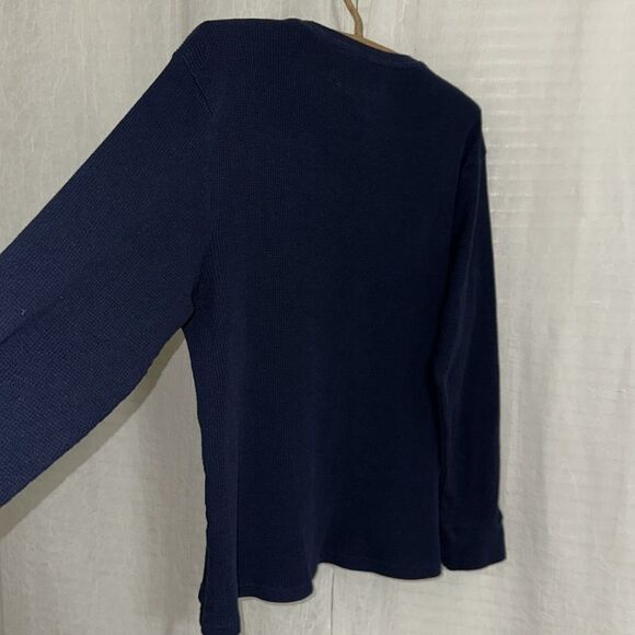 U.S. Polo Assn. L Navy Waffle Knit Sleep PJ Top - Picture 6 of 8